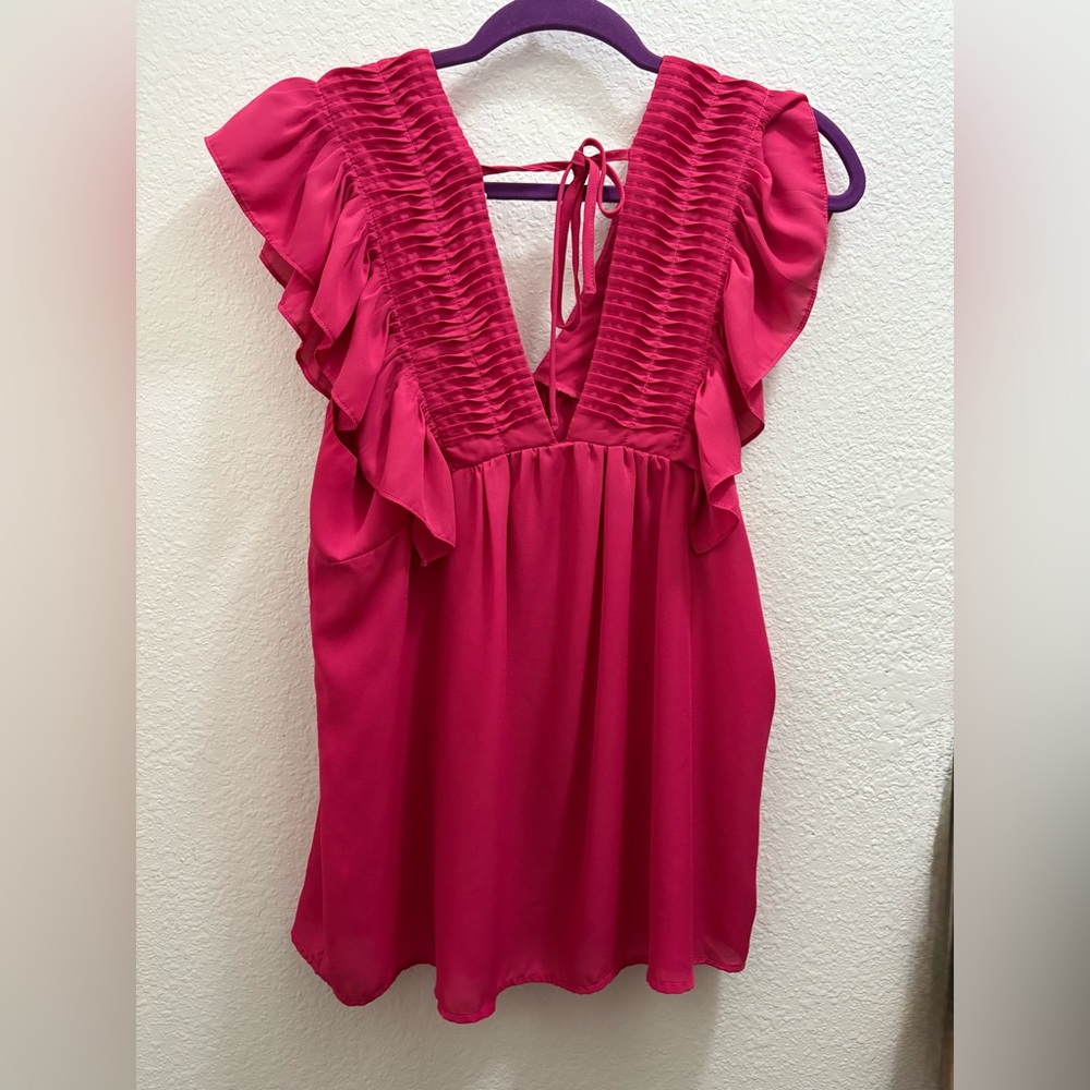 Entro Fuchsia Ruffled Blouse